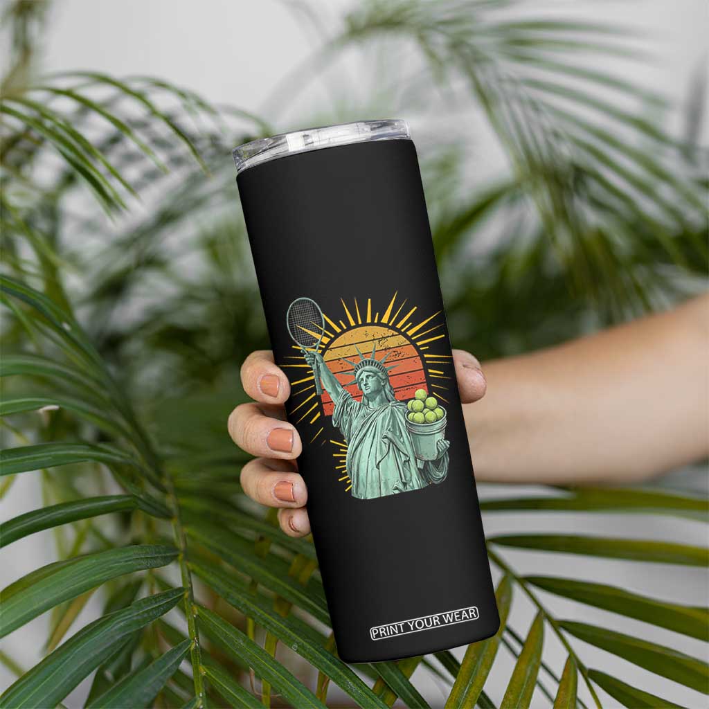 Funny Statue Of Liberty Tennis Player Skinny Tumbler Patriotic Sports Lover TS12 Print Your Wear