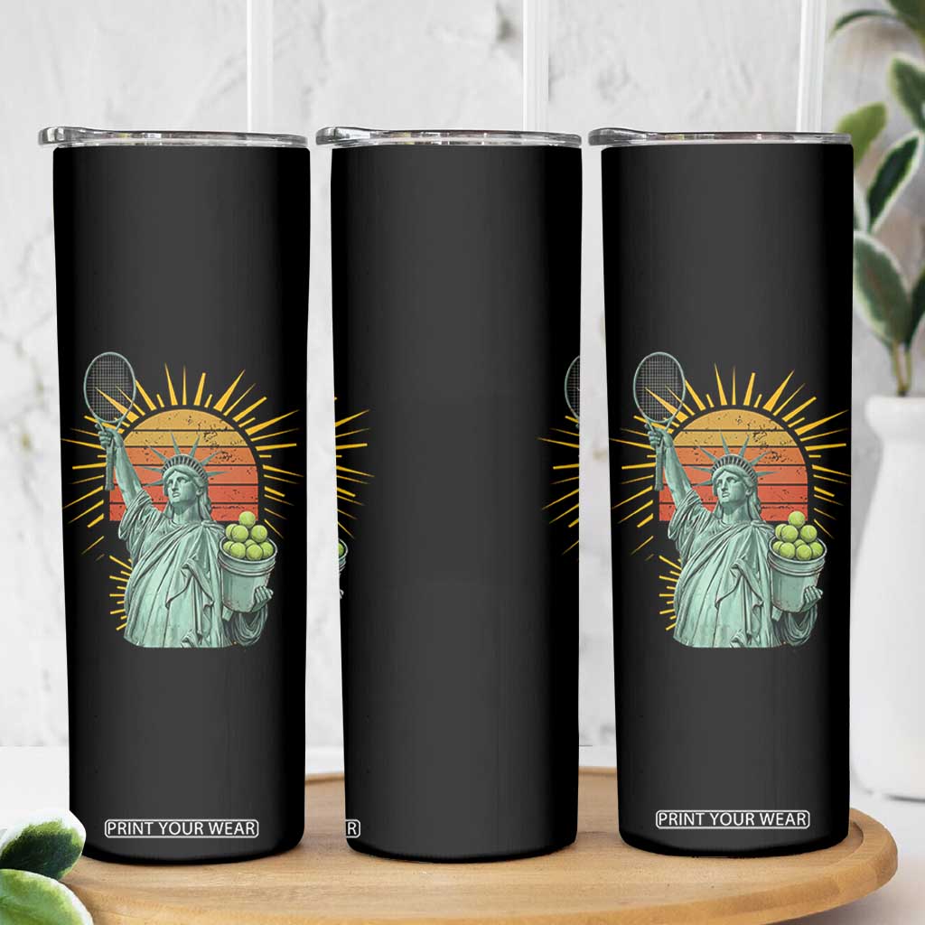 Funny Statue Of Liberty Tennis Player Skinny Tumbler Patriotic Sports Lover TS12 Print Your Wear