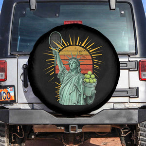Funny Statue Of Liberty Tennis Player Spare Tire Cover Patriotic Sports Lover TS12 No hole Black Print Your Wear