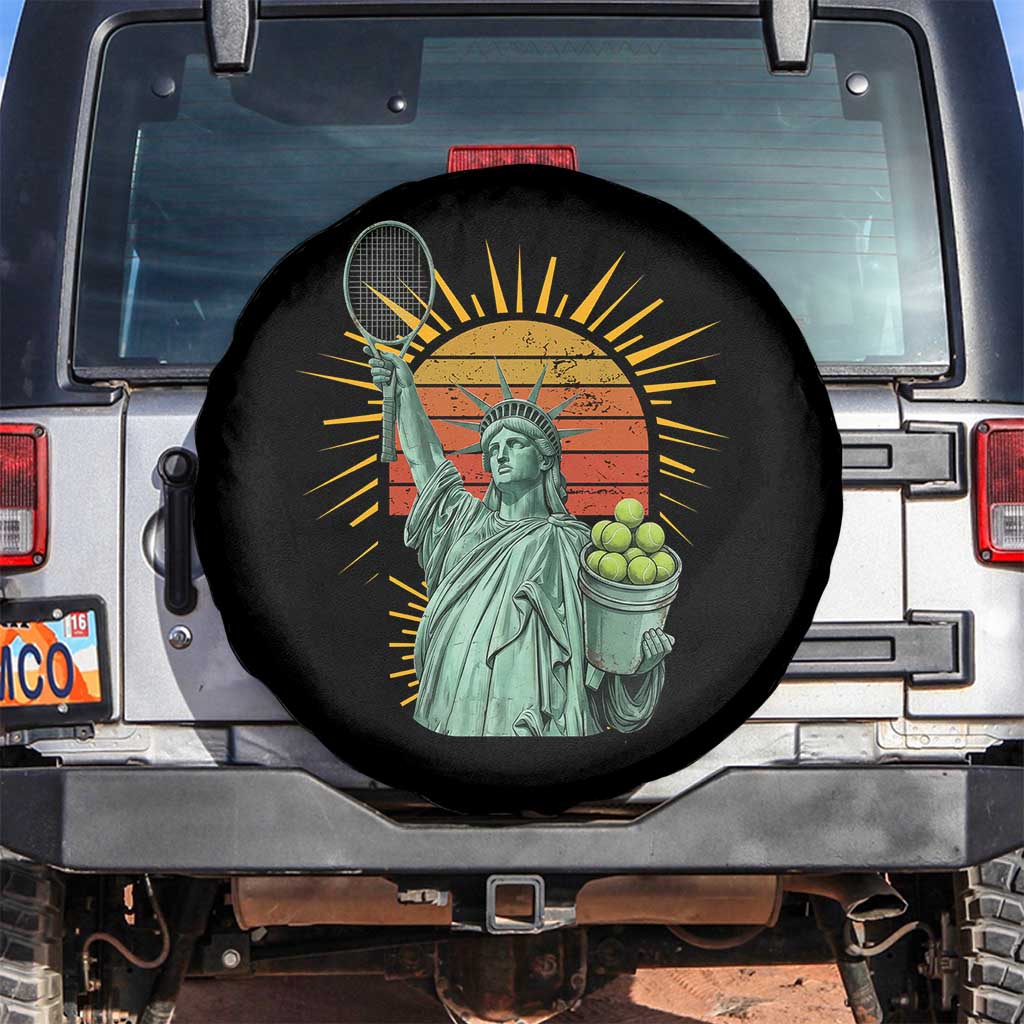 Funny Statue Of Liberty Tennis Player Spare Tire Cover Patriotic Sports Lover TS12 No hole Black Print Your Wear