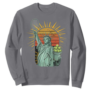 Funny Statue Of Liberty Tennis Player Sweatshirt Patriotic Sports Lover TS12 Charcoal Print Your Wear