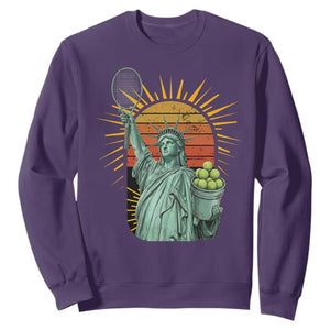Funny Statue Of Liberty Tennis Player Sweatshirt Patriotic Sports Lover TS12 Purple Print Your Wear