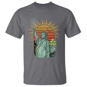 Funny Statue Of Liberty Tennis Player T Shirt Patriotic Sports Lover TS12 Charcoal Print Your Wear
