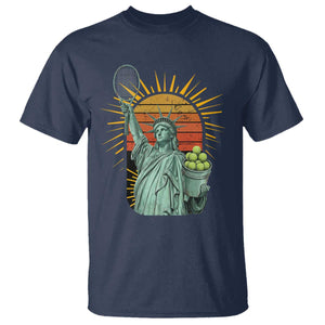 Funny Statue Of Liberty Tennis Player T Shirt Patriotic Sports Lover TS12 Navy Print Your Wear