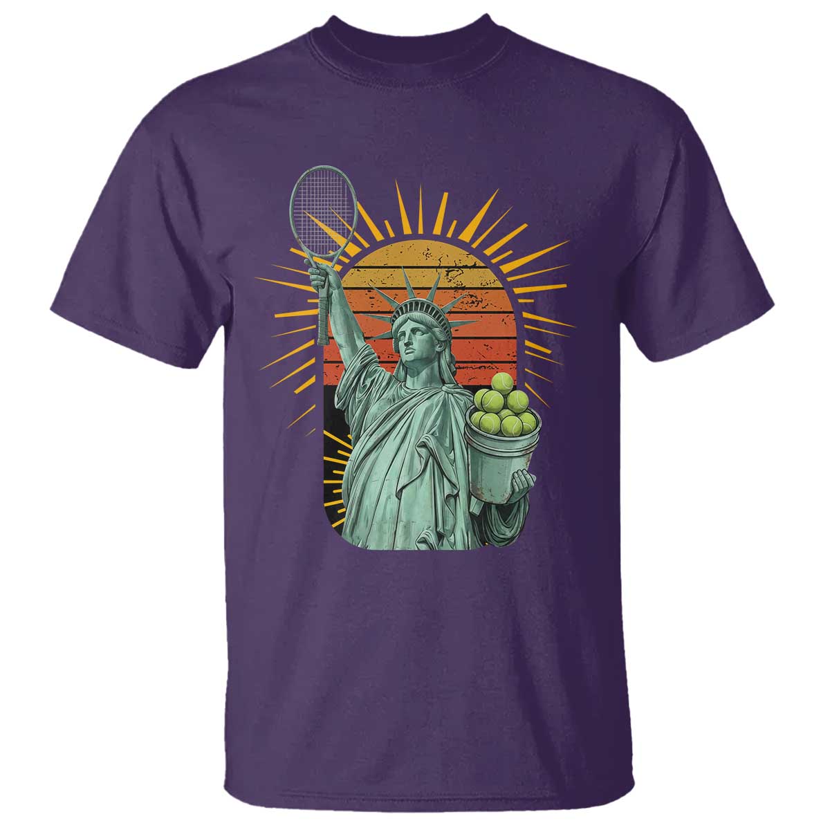 Funny Statue Of Liberty Tennis Player T Shirt Patriotic Sports Lover TS12 Purple Print Your Wear