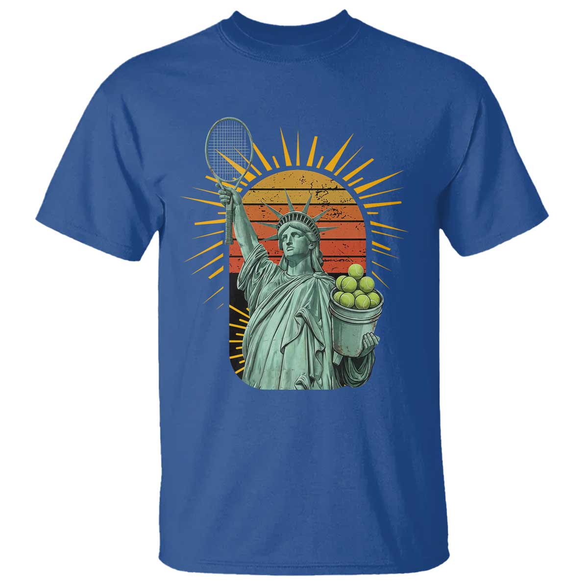 Funny Statue Of Liberty Tennis Player T Shirt Patriotic Sports Lover TS12 Royal Blue Print Your Wear