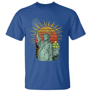 Funny Statue Of Liberty Tennis Player T Shirt Patriotic Sports Lover TS12 Royal Blue Print Your Wear
