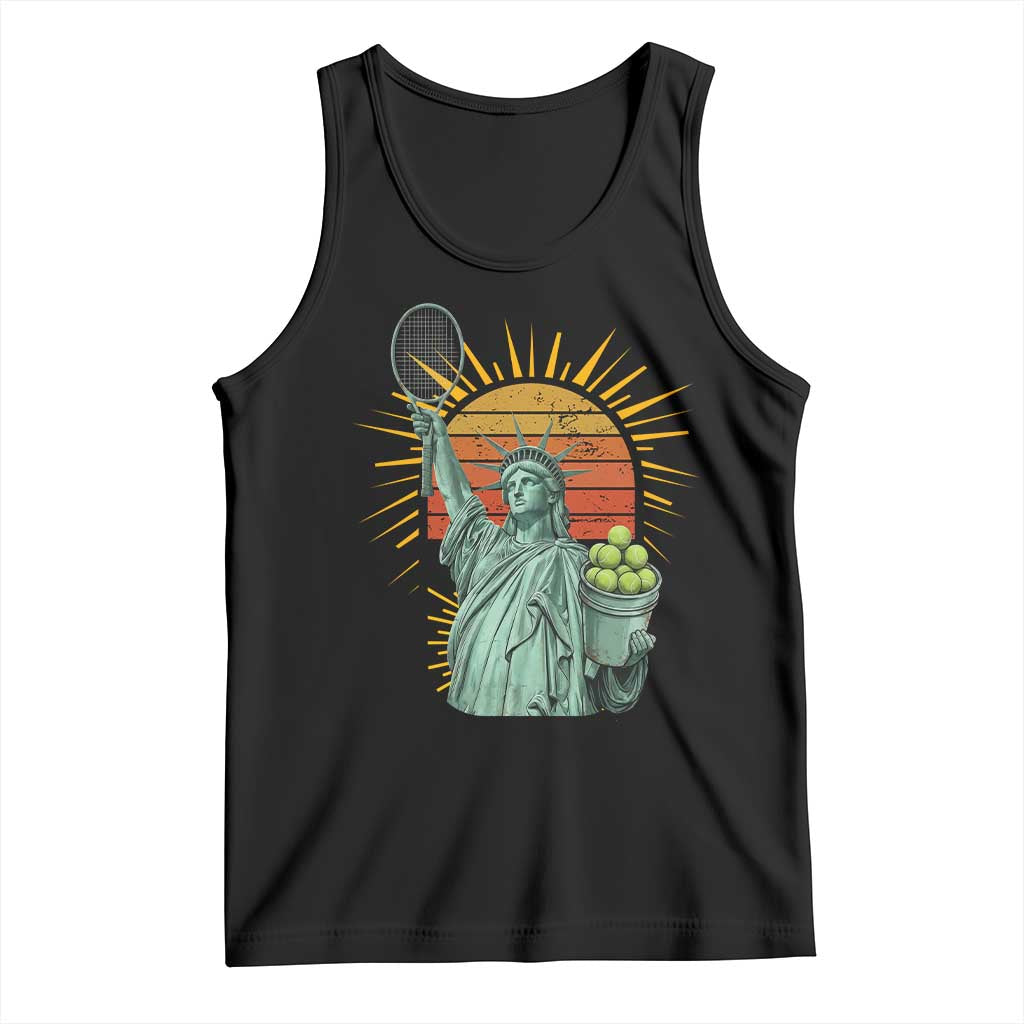 Funny Statue Of Liberty Tennis Player Tank Top Patriotic Sports Lover TS12 Black Print Your Wear