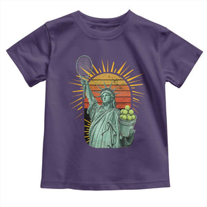 Funny Statue Of Liberty Tennis Player Toddler T Shirt Patriotic Sports Lover TS12 Purple Print Your Wear