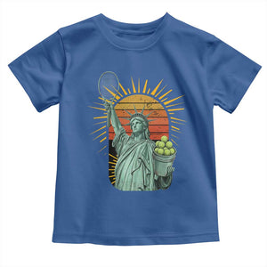 Funny Statue Of Liberty Tennis Player Toddler T Shirt Patriotic Sports Lover TS12 Royal Blue Print Your Wear