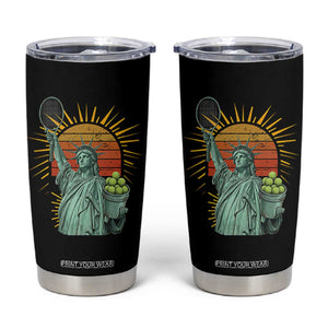 Funny Statue Of Liberty Tennis Player Tumbler Cup Patriotic Sports Lover TS12 Black Print Your Wear