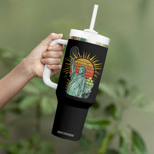 Funny Statue Of Liberty Tennis Player Tumbler With Handle Patriotic Sports Lover TS12 Print Your Wear