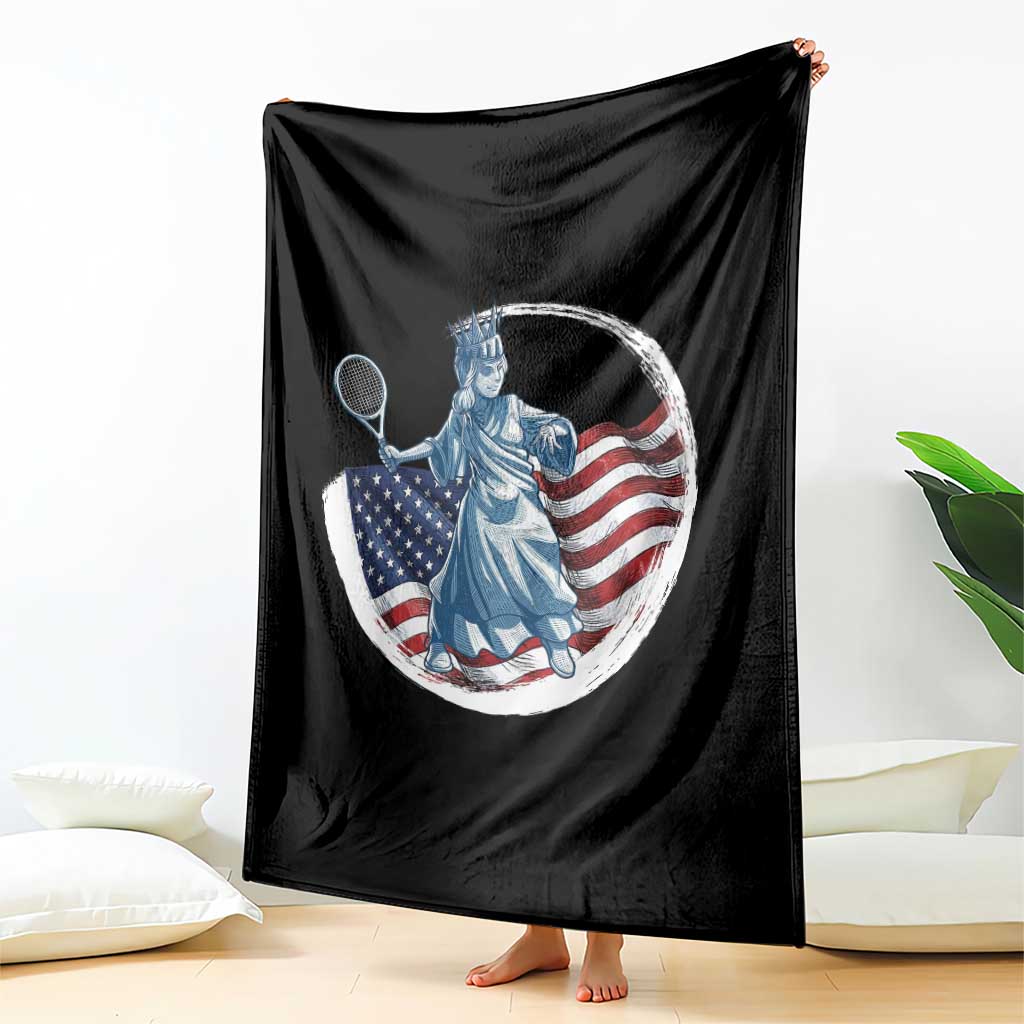 Funny Statue Of Liberty Tennis Player Throw Blanket USA Pride Female Tennis Gift TS12 Print Your Wear