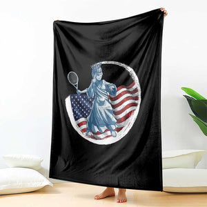 Funny Statue Of Liberty Tennis Player Throw Blanket USA Pride Female Tennis Gift TS12 Print Your Wear