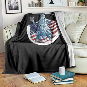 Funny Statue Of Liberty Tennis Player Throw Blanket USA Pride Female Tennis Gift TS12 Print Your Wear