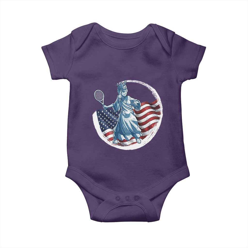 Funny Statue Of Liberty Tennis Player Baby Onesie USA Pride Female Tennis Gift TS12 Purple Print Your Wear