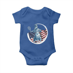 Funny Statue Of Liberty Tennis Player Baby Onesie USA Pride Female Tennis Gift TS12 Royal Blue Print Your Wear