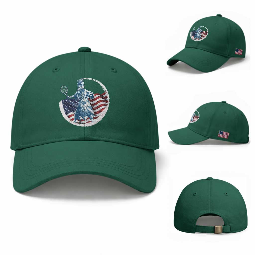 Funny Statue Of Liberty Tennis Player Baseball Cap USA Pride Female Tennis Gift TS12 Baseball Cap Universal Fit Irish Green Print Your Wear