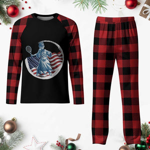 Funny Statue Of Liberty Tennis Player Plaid Pajama Set USA Pride Female Tennis Gift TS12 Buffalo Plaid Print Your Wear
