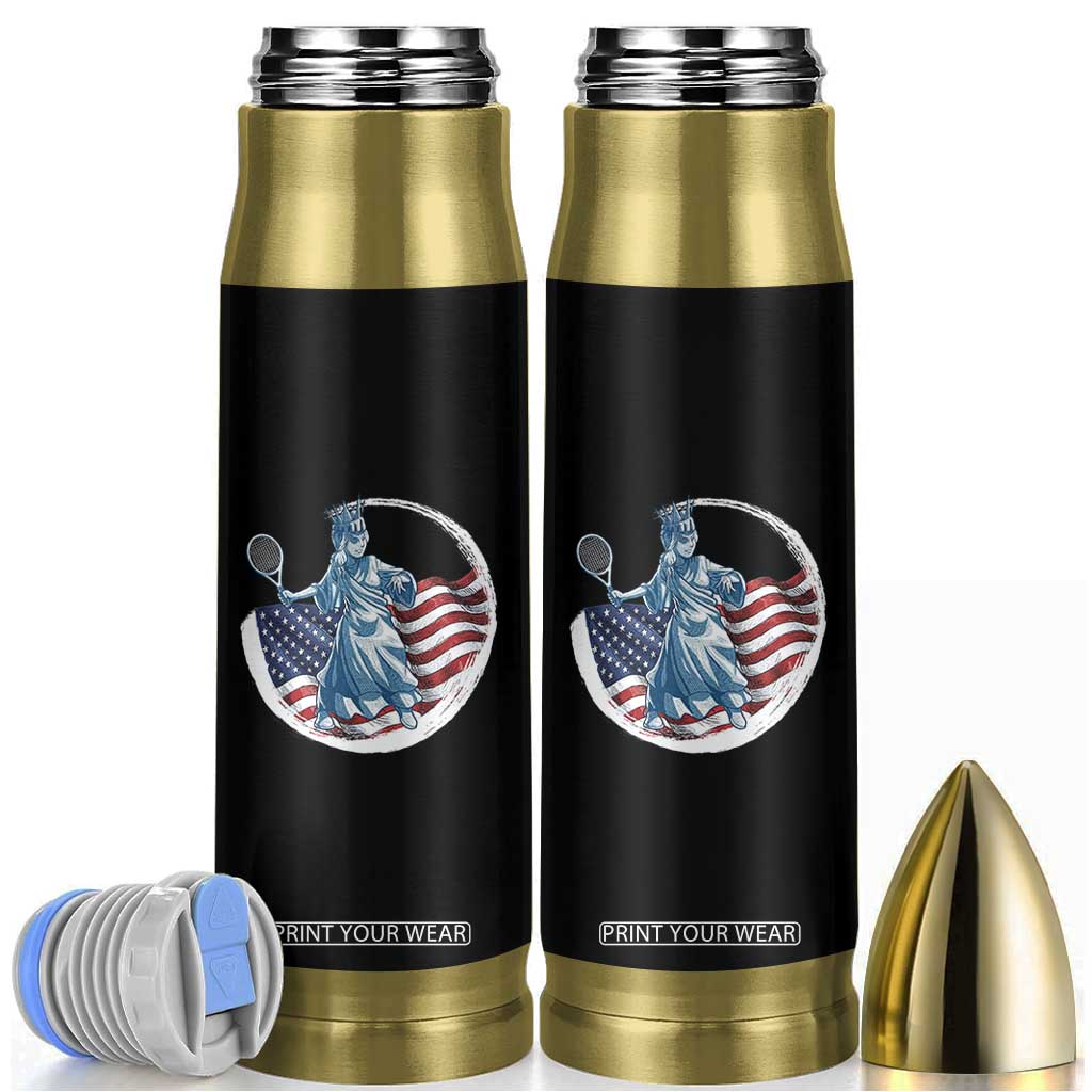 Funny Statue Of Liberty Tennis Player Bullet Tumbler USA Pride Female Tennis Gift TS12 Black Print Your Wear