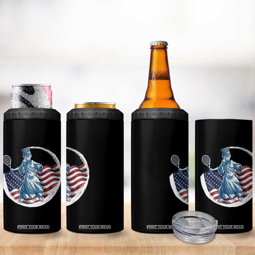 Funny Statue Of Liberty Tennis Player 4 in 1 Can Cooler Tumbler USA Pride Female Tennis Gift TS12 Print Your Wear