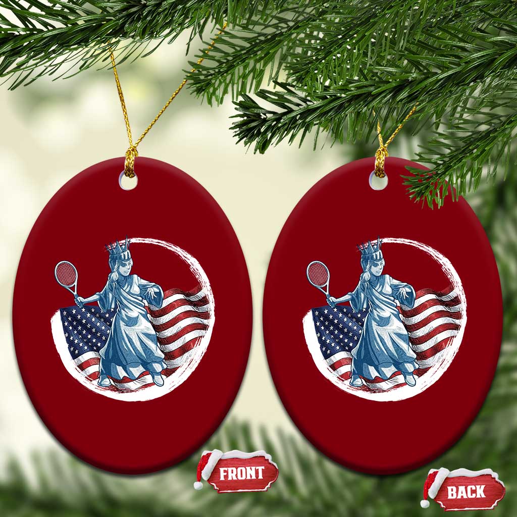 Funny Statue Of Liberty Tennis Player Ceramic Ornament USA Pride Female Tennis Gift TS12 Print Your Wear
