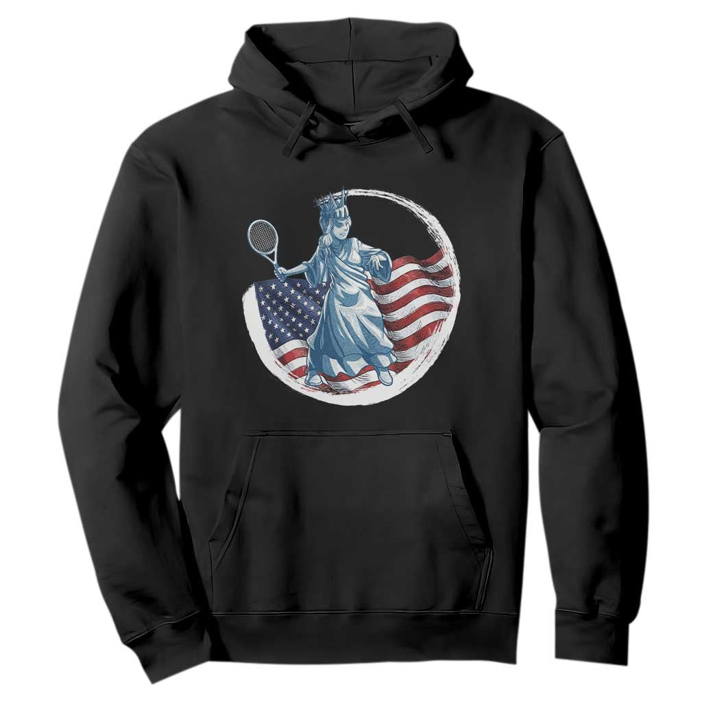 Funny Statue Of Liberty Tennis Player Hoodie USA Pride Female Tennis Gift TS12 Black Print Your Wear