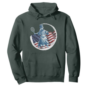 Funny Statue Of Liberty Tennis Player Hoodie USA Pride Female Tennis Gift TS12 Dark Forest Green Print Your Wear