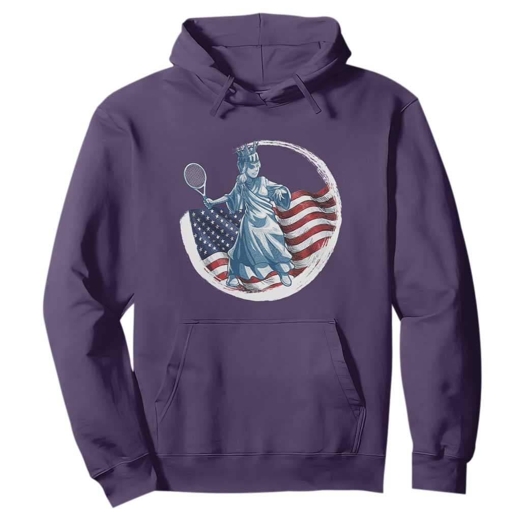 Funny Statue Of Liberty Tennis Player Hoodie USA Pride Female Tennis Gift TS12 Purple Print Your Wear