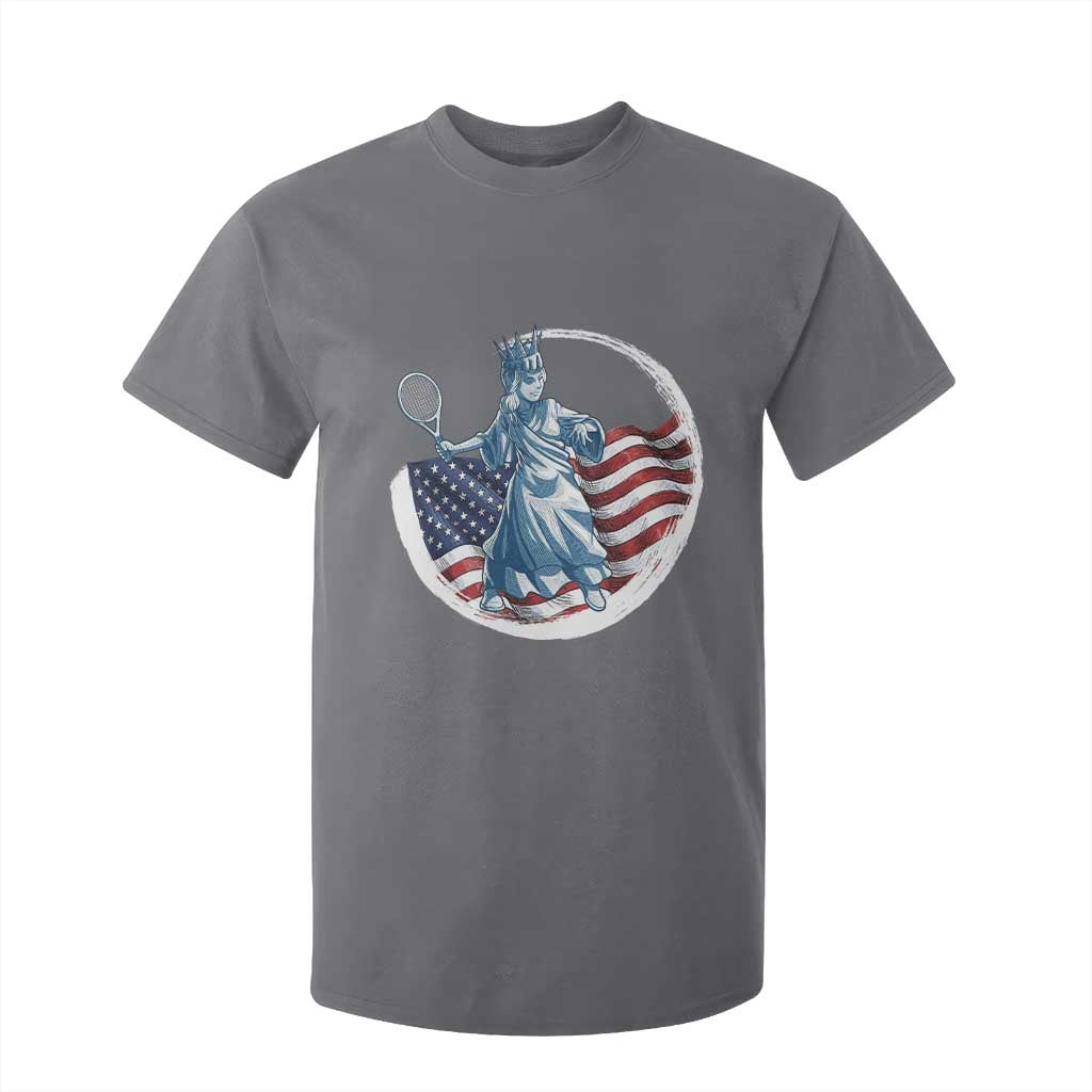 Funny Statue Of Liberty Tennis Player T Shirt For Kid USA Pride Female Tennis Gift TS12 Charcoal Print Your Wear