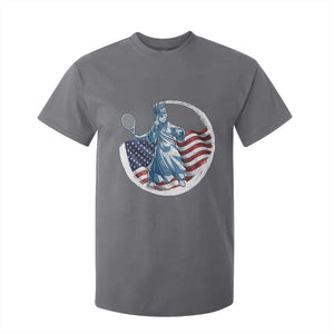 Funny Statue Of Liberty Tennis Player T Shirt For Kid USA Pride Female Tennis Gift TS12 Charcoal Print Your Wear