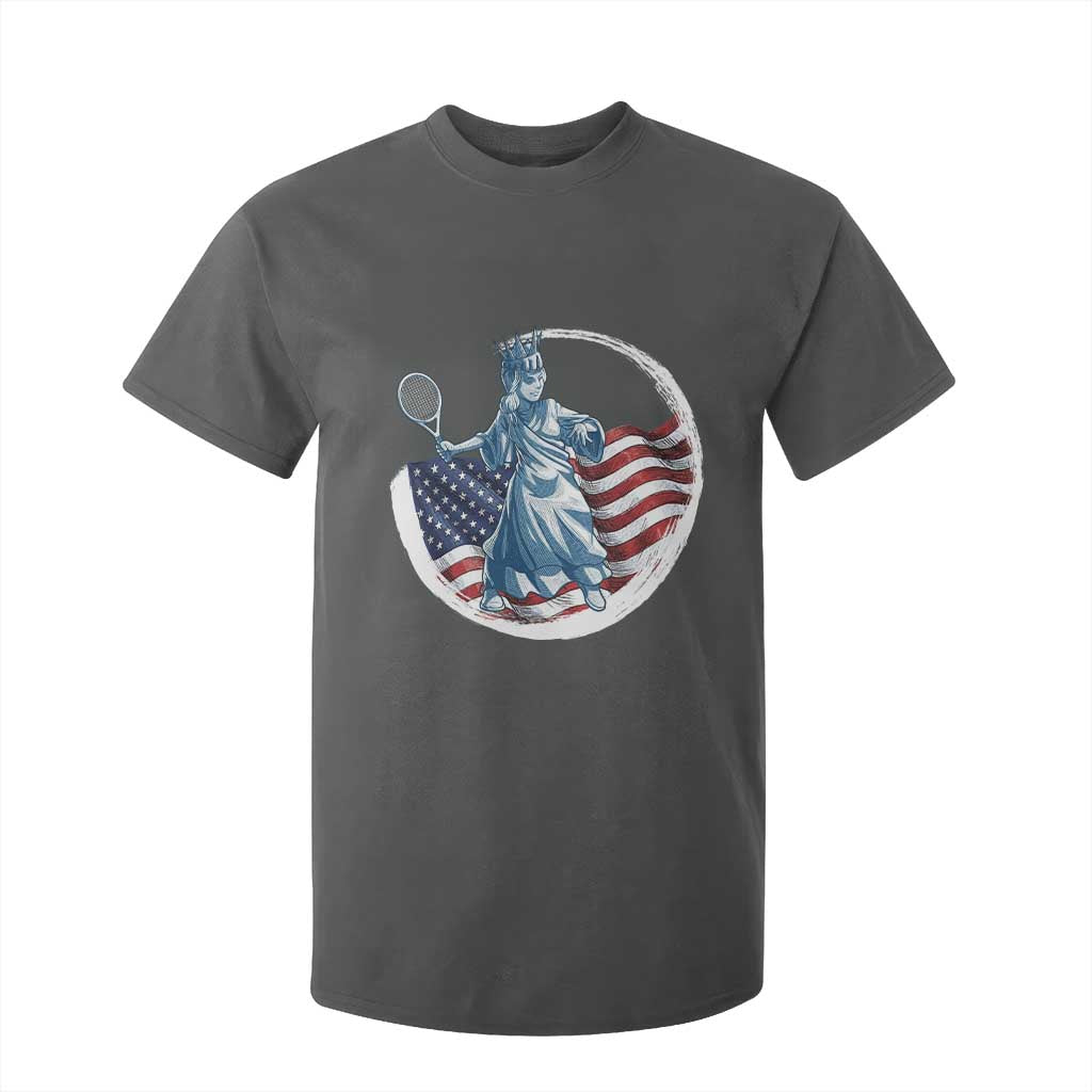 Funny Statue Of Liberty Tennis Player T Shirt For Kid USA Pride Female Tennis Gift TS12 Dark Heather Print Your Wear