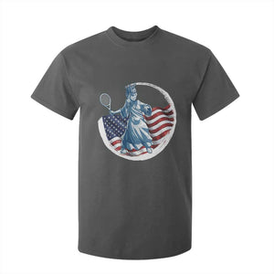 Funny Statue Of Liberty Tennis Player T Shirt For Kid USA Pride Female Tennis Gift TS12 Dark Heather Print Your Wear