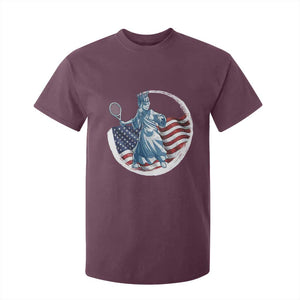 Funny Statue Of Liberty Tennis Player T Shirt For Kid USA Pride Female Tennis Gift TS12 Maroon Print Your Wear