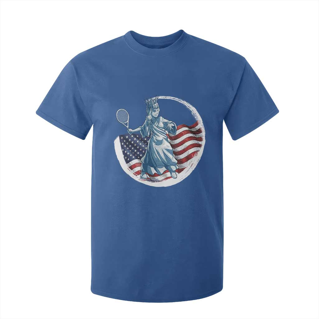 Funny Statue Of Liberty Tennis Player T Shirt For Kid USA Pride Female Tennis Gift TS12 Royal Blue Print Your Wear