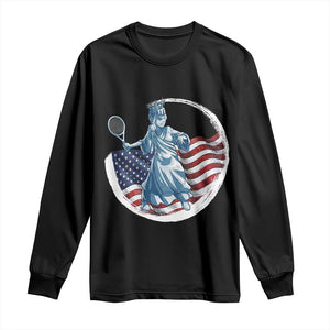 Funny Statue Of Liberty Tennis Player Long Sleeve Shirt USA Pride Female Tennis Gift TS12 Black Print Your Wear