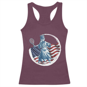 Funny Statue Of Liberty Tennis Player Racerback Tank Top USA Pride Female Tennis Gift TS12 Maroon Print Your Wear