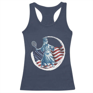 Funny Statue Of Liberty Tennis Player Racerback Tank Top USA Pride Female Tennis Gift TS12 Navy Print Your Wear