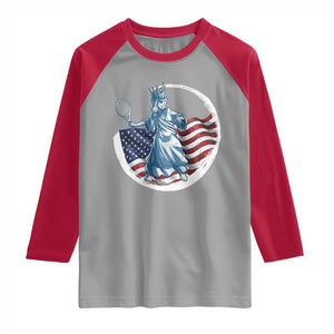 Funny Statue Of Liberty Tennis Player Raglan Shirt USA Pride Female Tennis Gift TS12 Sport Gray Red Print Your Wear