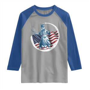 Funny Statue Of Liberty Tennis Player Raglan Shirt USA Pride Female Tennis Gift TS12 Sport Gray Royal Print Your Wear