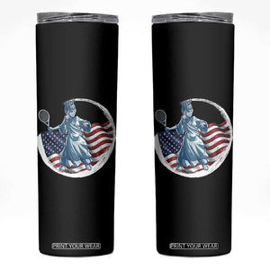 Funny Statue Of Liberty Tennis Player Skinny Tumbler USA Pride Female Tennis Gift TS12 Black Print Your Wear