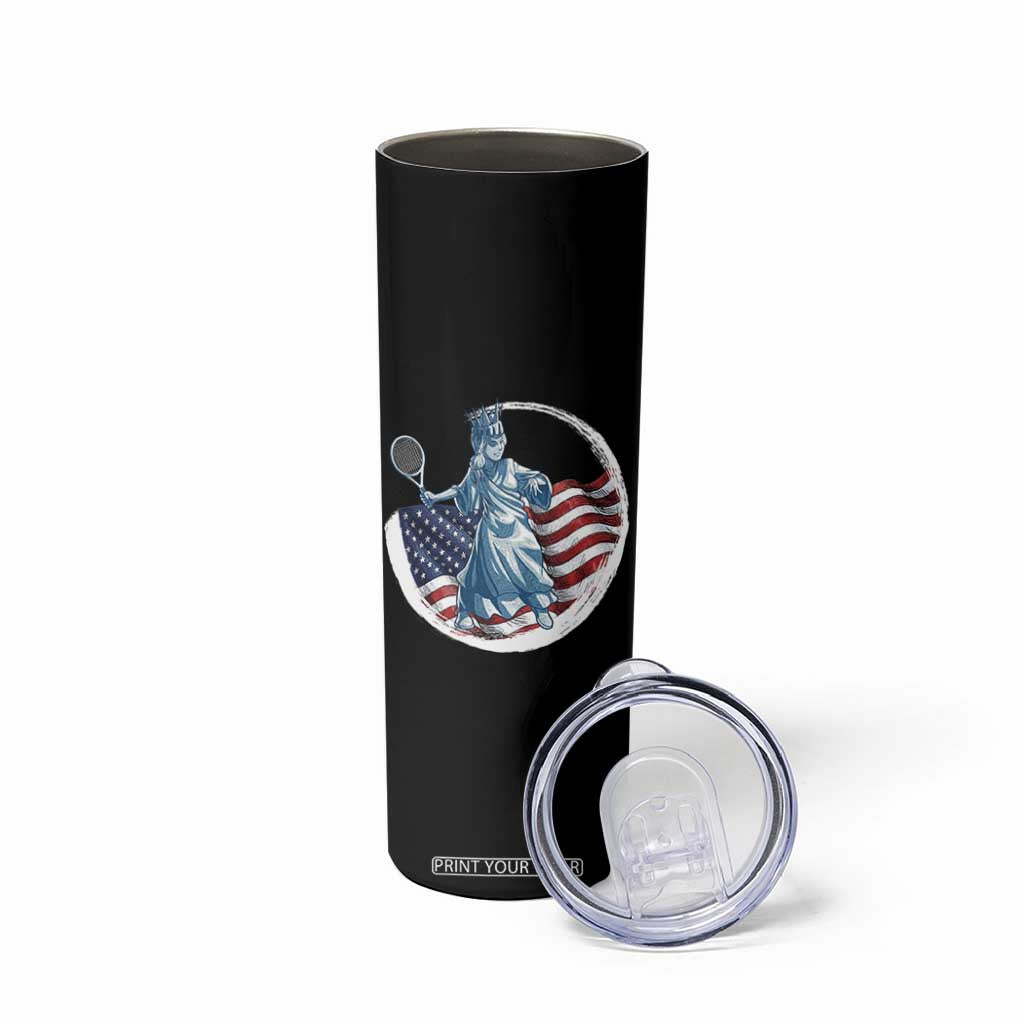 Funny Statue Of Liberty Tennis Player Skinny Tumbler USA Pride Female Tennis Gift TS12 Print Your Wear