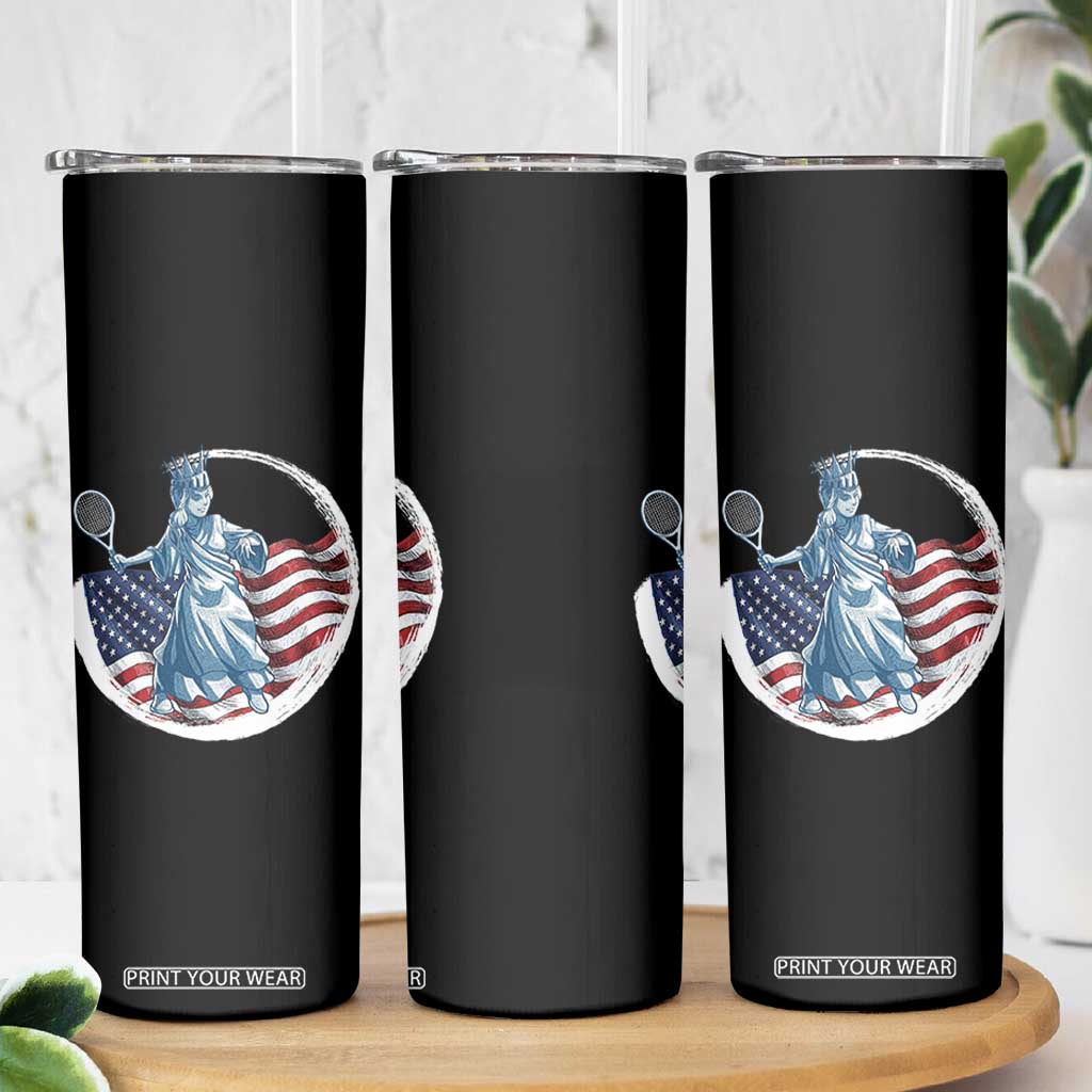 Funny Statue Of Liberty Tennis Player Skinny Tumbler USA Pride Female Tennis Gift TS12 Print Your Wear
