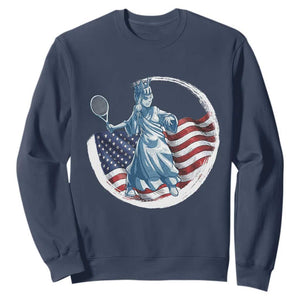 Funny Statue Of Liberty Tennis Player Sweatshirt USA Pride Female Tennis Gift TS12 Navy Print Your Wear