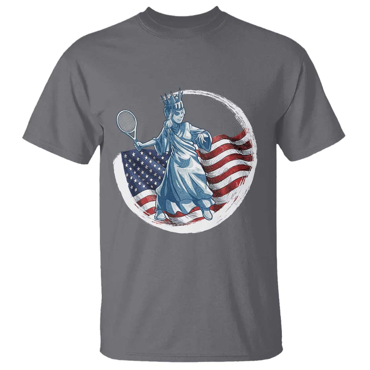 Funny Statue Of Liberty Tennis Player T Shirt USA Pride Female Tennis Gift TS12 Charcoal Print Your Wear