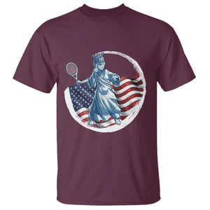 Funny Statue Of Liberty Tennis Player T Shirt USA Pride Female Tennis Gift TS12 Maroon Print Your Wear