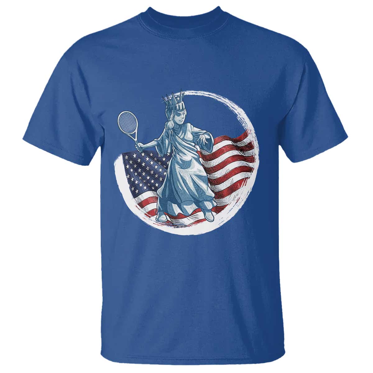 Funny Statue Of Liberty Tennis Player T Shirt USA Pride Female Tennis Gift TS12 Royal Blue Print Your Wear