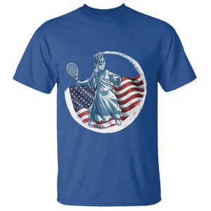 Funny Statue Of Liberty Tennis Player T Shirt USA Pride Female Tennis Gift TS12 Royal Blue Print Your Wear