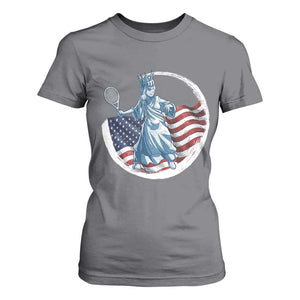 Funny Statue Of Liberty Tennis Player T Shirt For Women USA Pride Female Tennis Gift TS12 Charcoal Print Your Wear