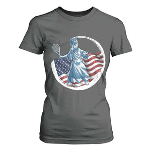 Funny Statue Of Liberty Tennis Player T Shirt For Women USA Pride Female Tennis Gift TS12 Dark Heather Print Your Wear